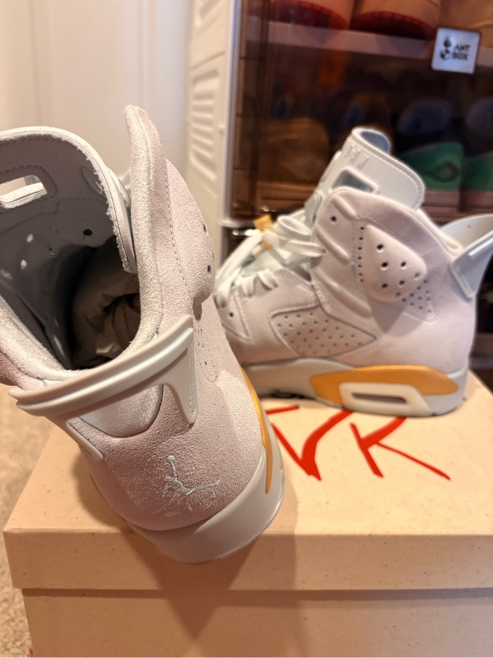 Women’s Jordan 6s White with Gold Accent